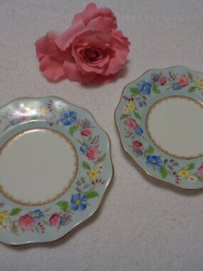 VINTAGE CHINZ 2 ROLL OR SALAD PLATES BY FOLEY CHINA, ENGLISH BONE CHINA LOT